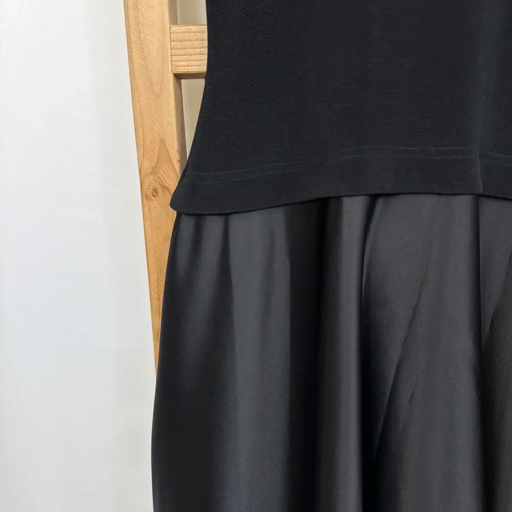 NWT Vintage Tadashi Shoji Black Mixed Material Maxi Gown Size 12 Made in USA - Picture 3 of 11